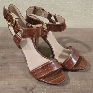 Karl Lagerfeld Brown Croc-Embossed Heels